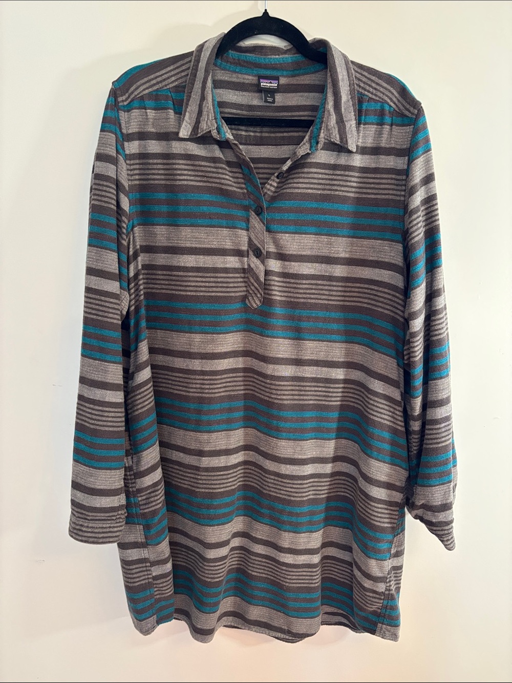 Patagonia long sleeve striped organic flannel dress